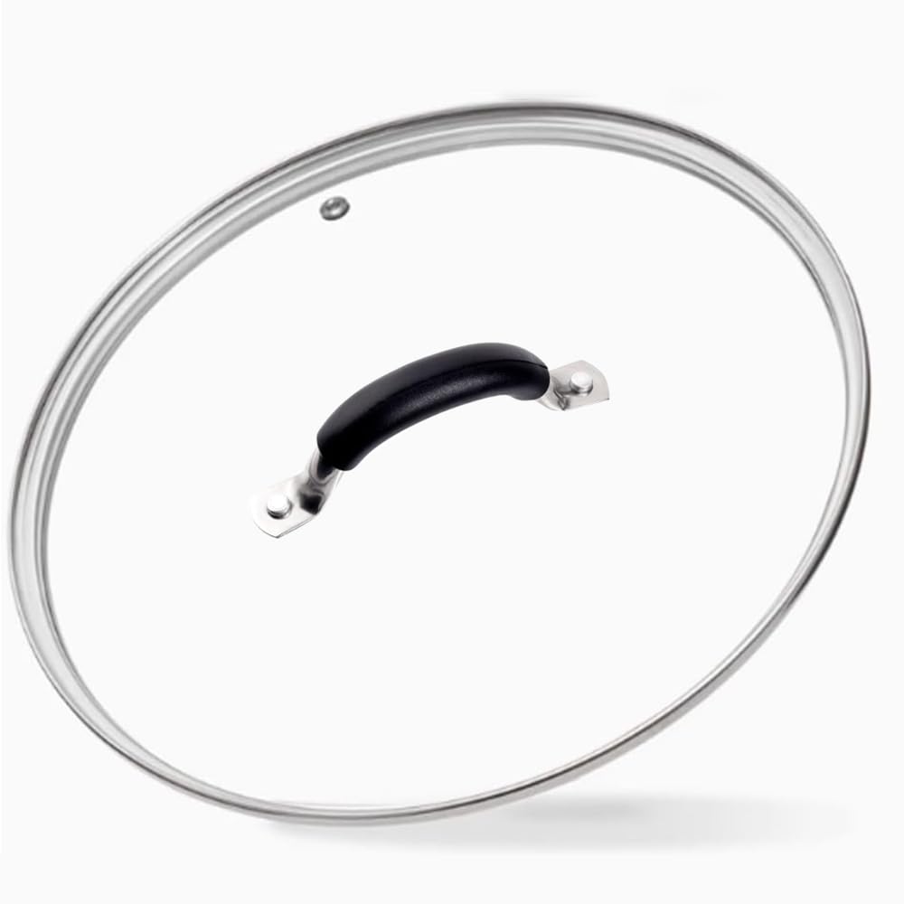 10.25 Inch Tempered Glass Lid with Stainless Steel Handle and Rim I44593