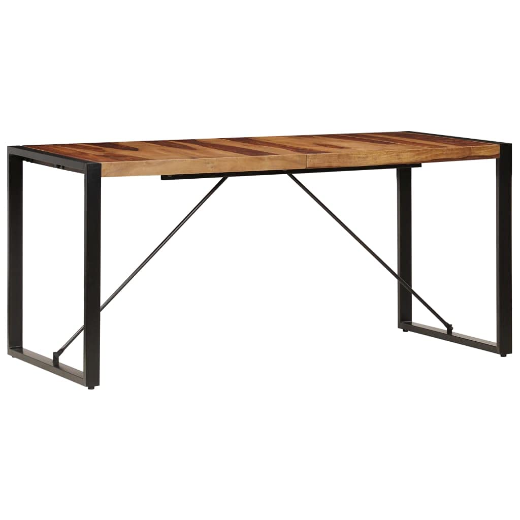 Industrial Dining Table Metal Frame 63"x31.5"x29.5" Solid Sheesham Wood T537102