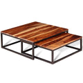 Small Nesting Coffee Table Set Solid Sheesham Wood L895404