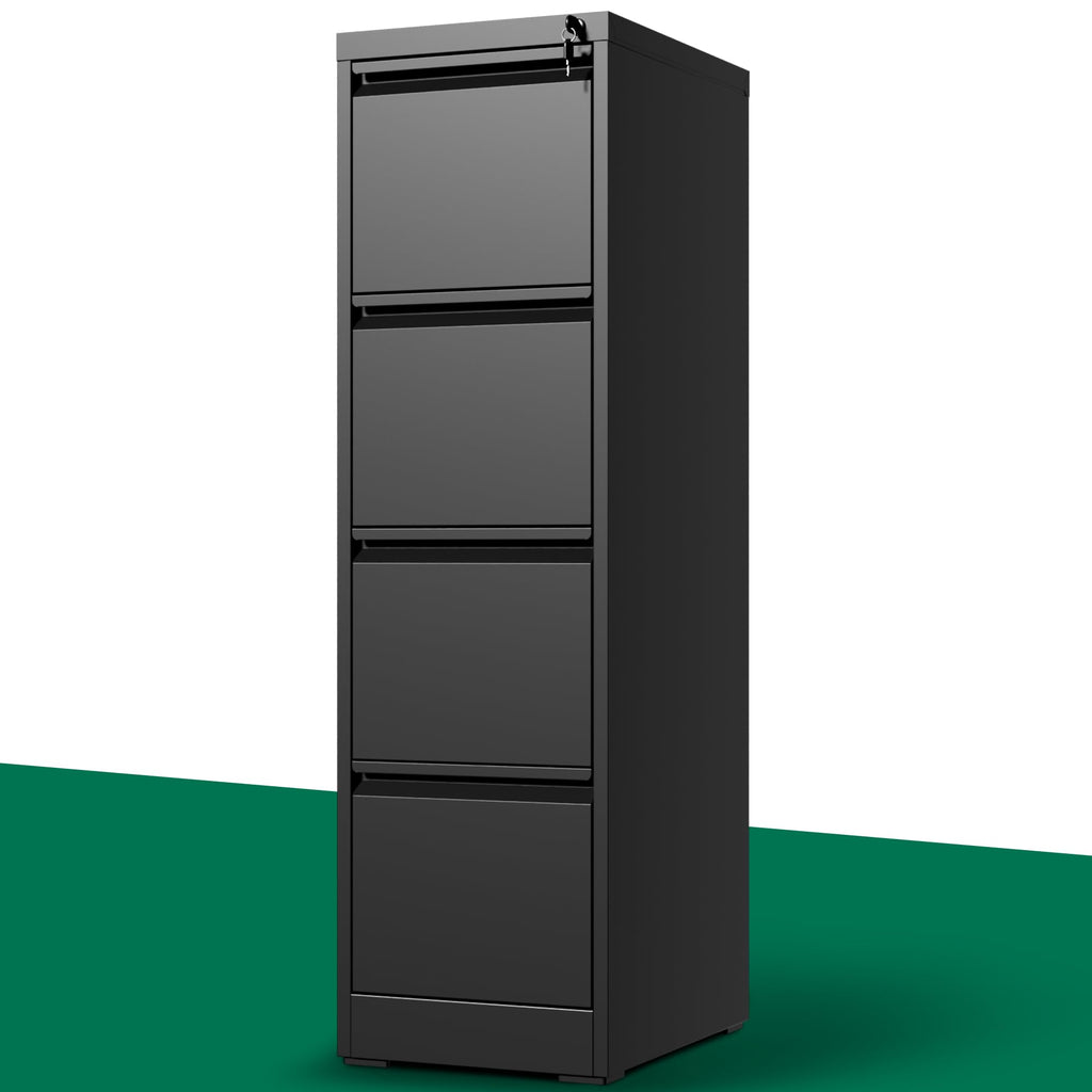 Black 4 Drawer Metal File Cabinet with Lock Y973854