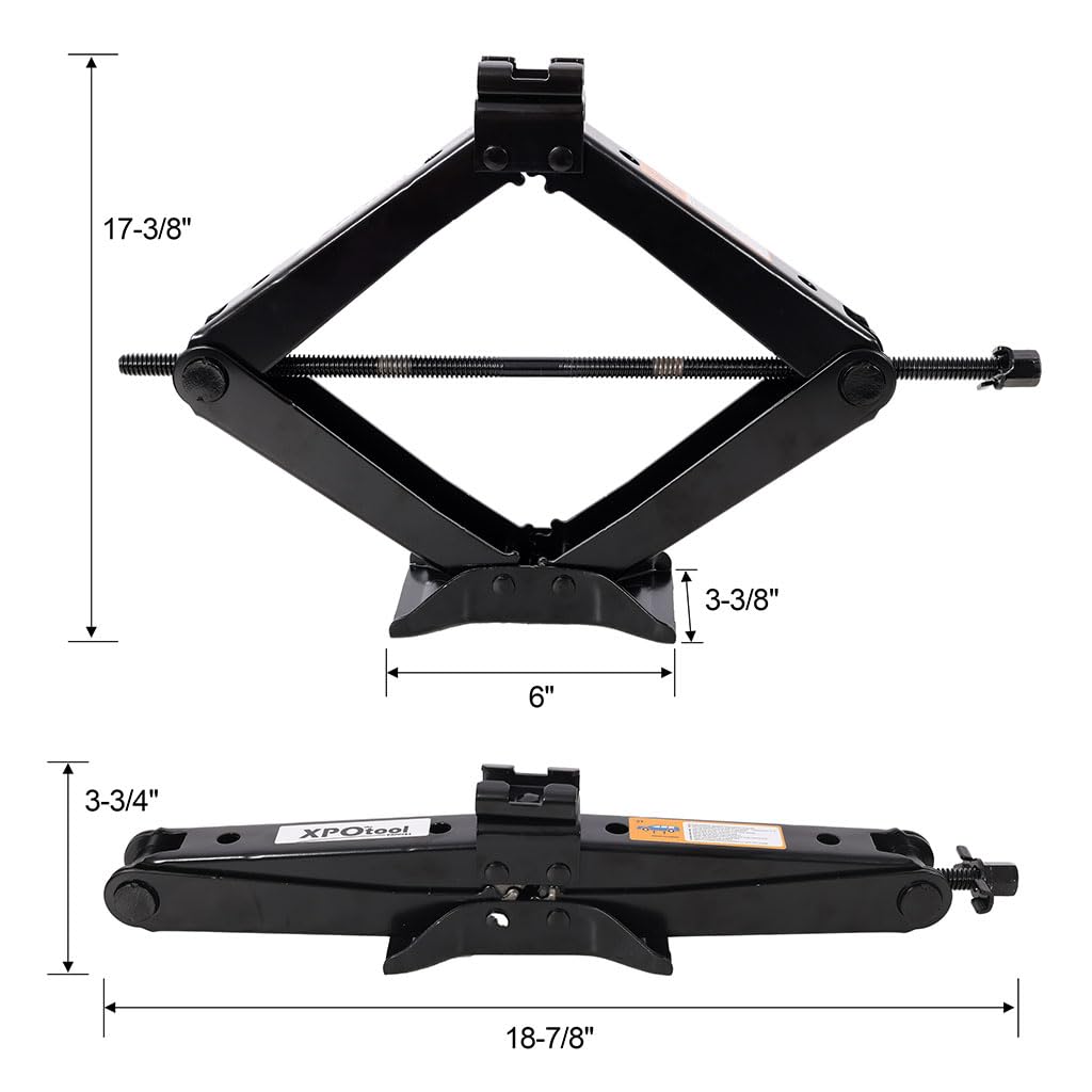 3 Ton Scissor Car Jack, 6614 LBS Heavy Duty Tire Changing Kit with Lug Wrench, Ratchet Wrench, Sockets, Work Gloves, Tire Pressure Gauge and Storage Bag X322806