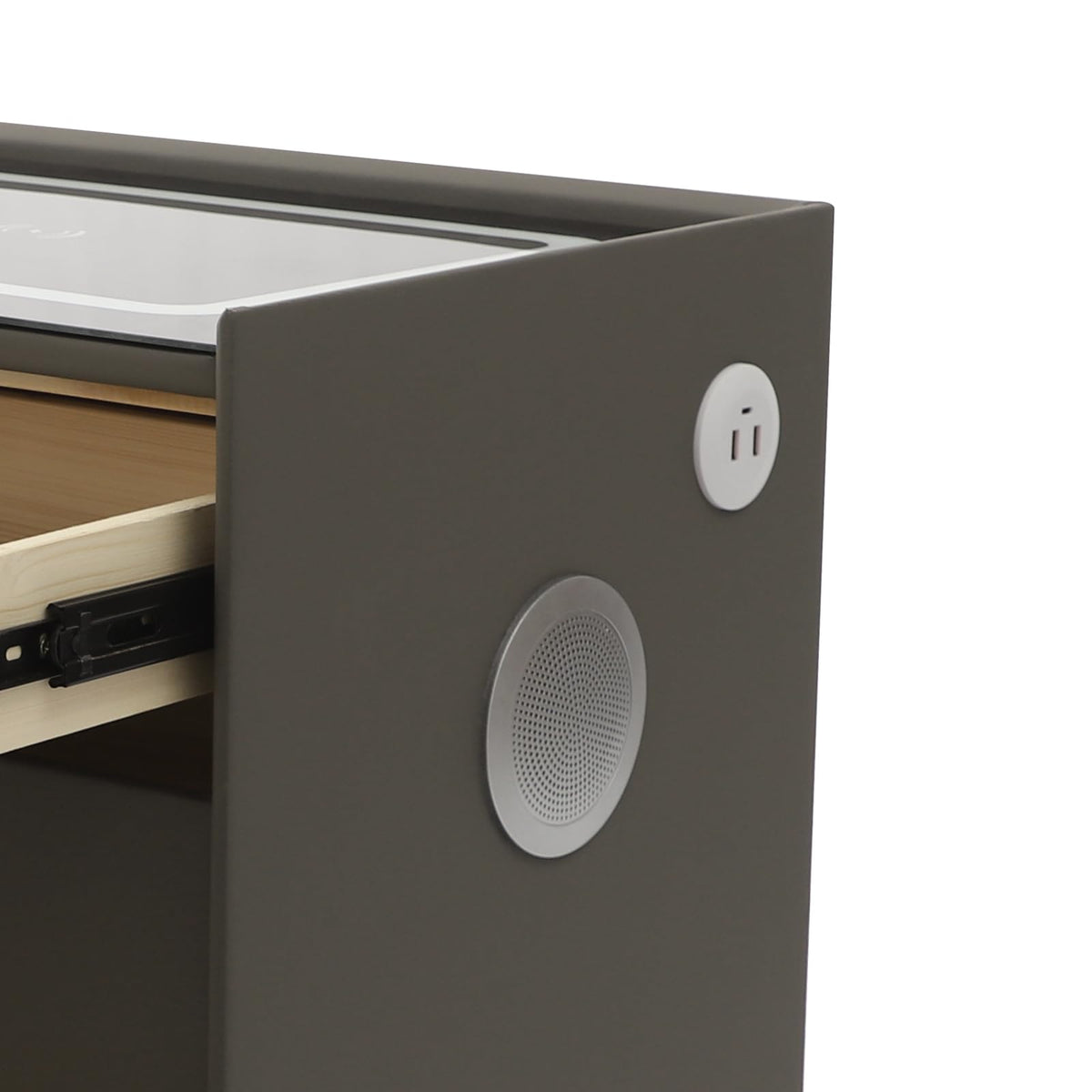 Dark Grey 3-Drawer Nightstand with Charging Station B766370