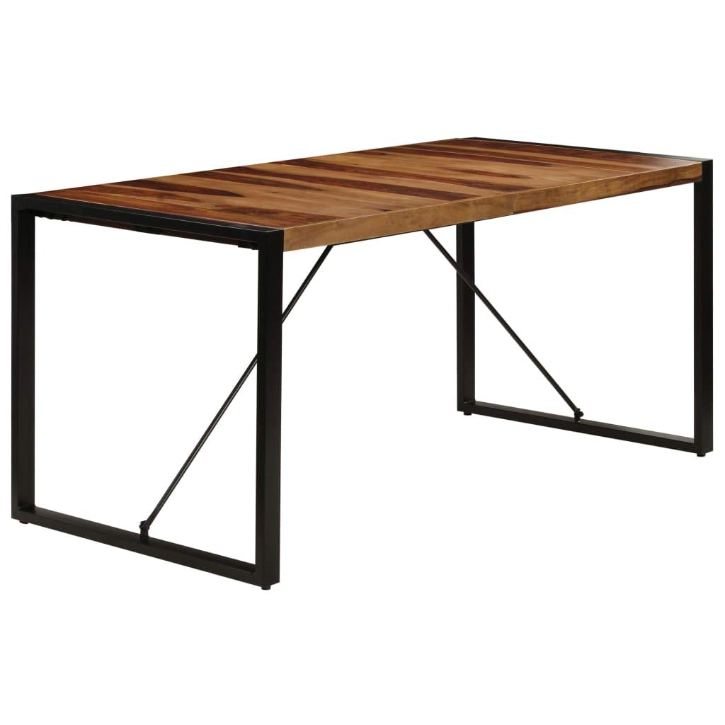 Industrial Dining Table Metal Frame 63"x31.5"x29.5" Solid Sheesham Wood T537102