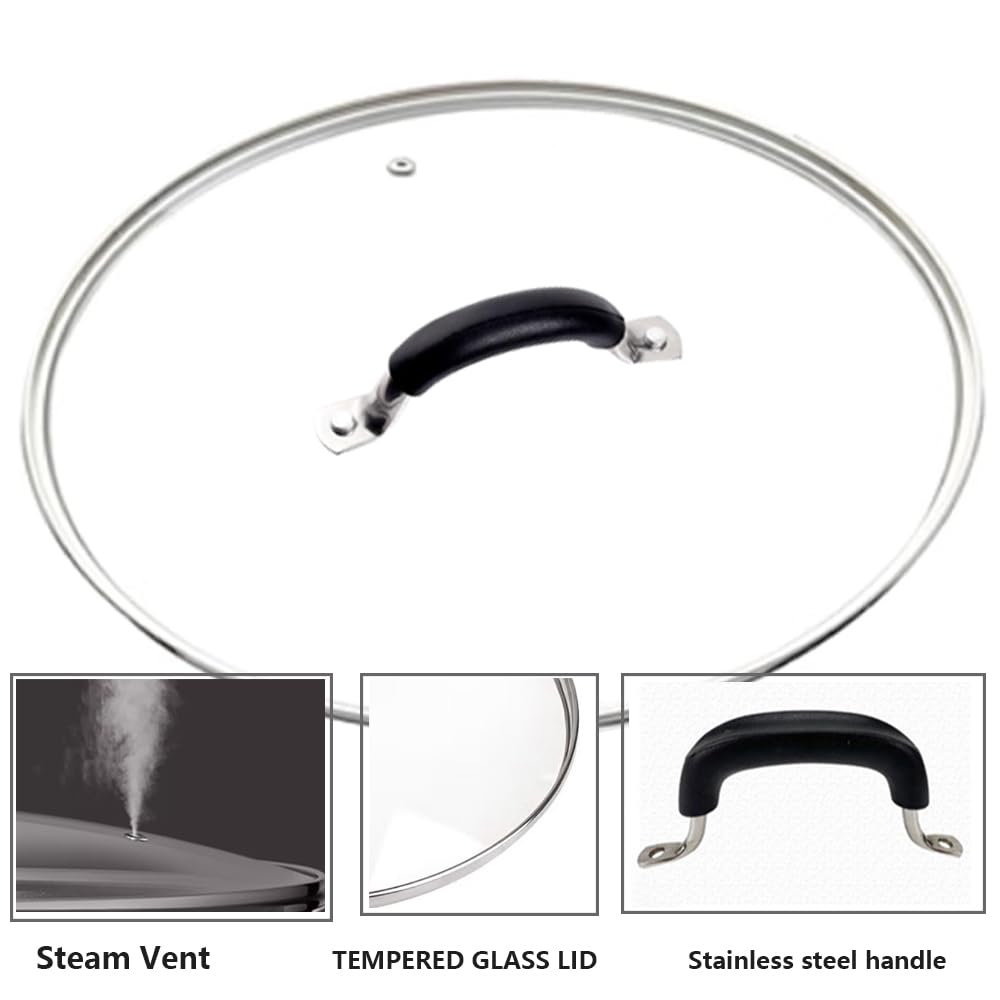 10.25 Inch Tempered Glass Lid with Stainless Steel Handle and Rim I44593