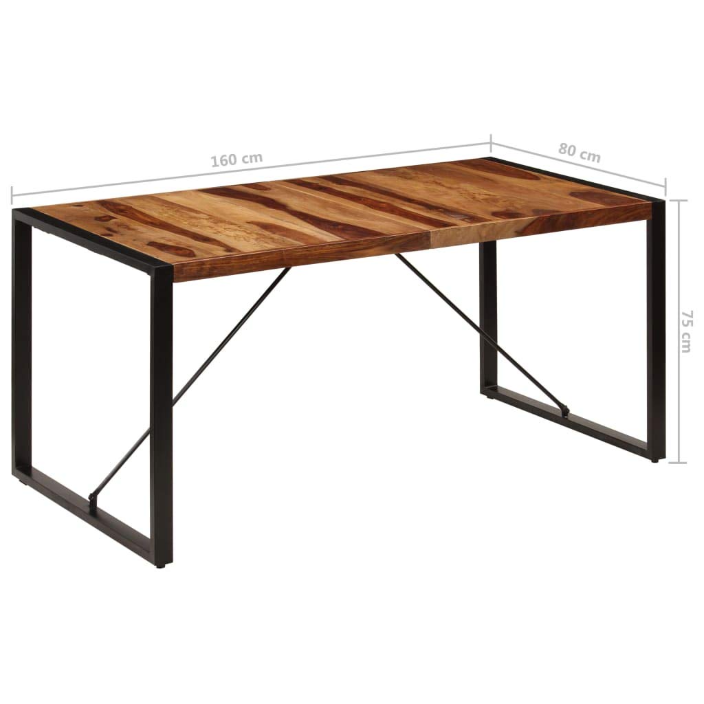 Industrial Dining Table Metal Frame 63"x31.5"x29.5" Solid Sheesham Wood T537102