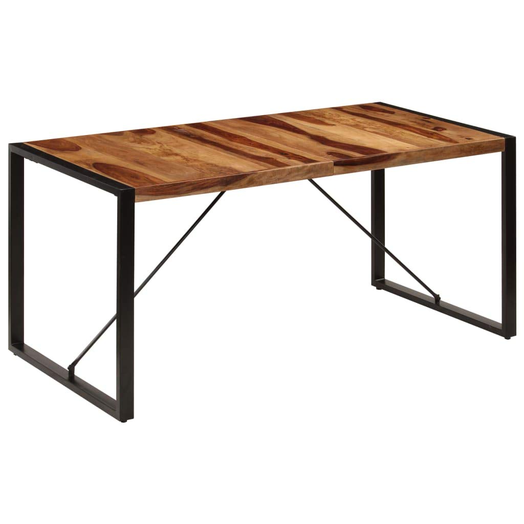 Industrial Dining Table Metal Frame 63"x31.5"x29.5" Solid Sheesham Wood T537102