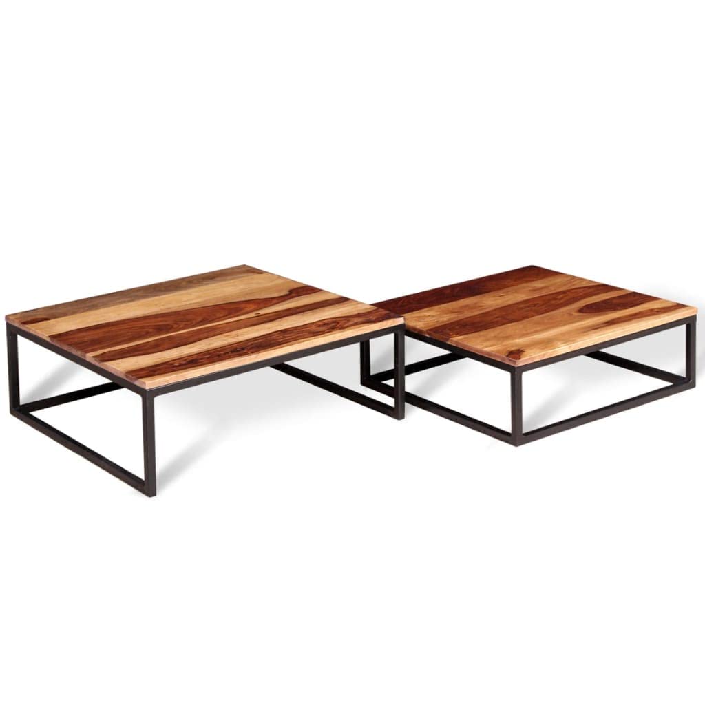 Small Nesting Coffee Table Set Solid Sheesham Wood L895404