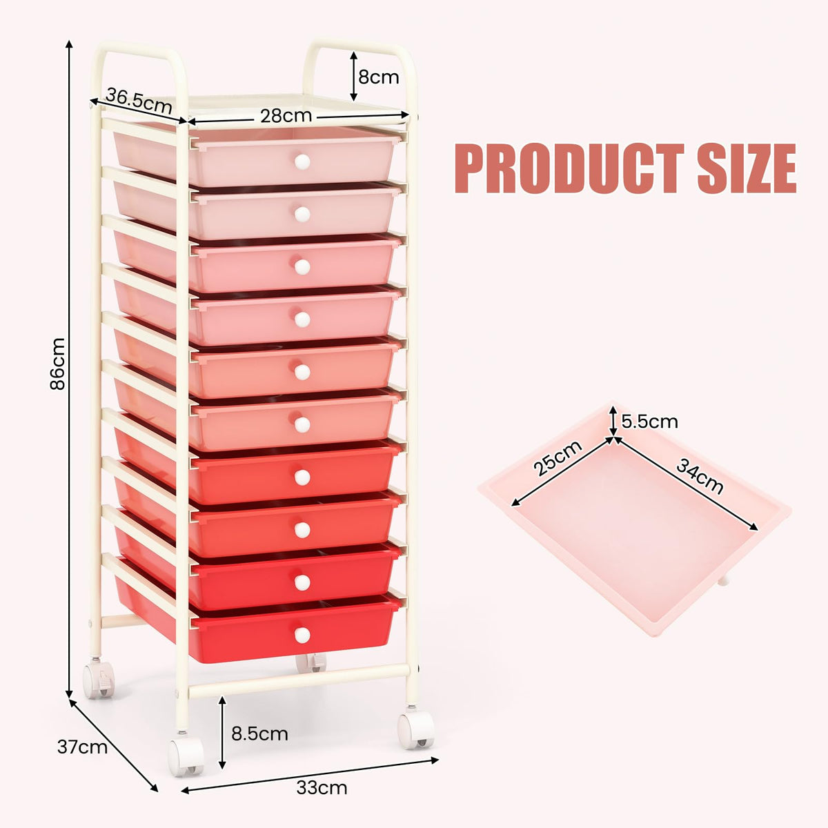 10 Drawer Rolling Storage Cart Y7797