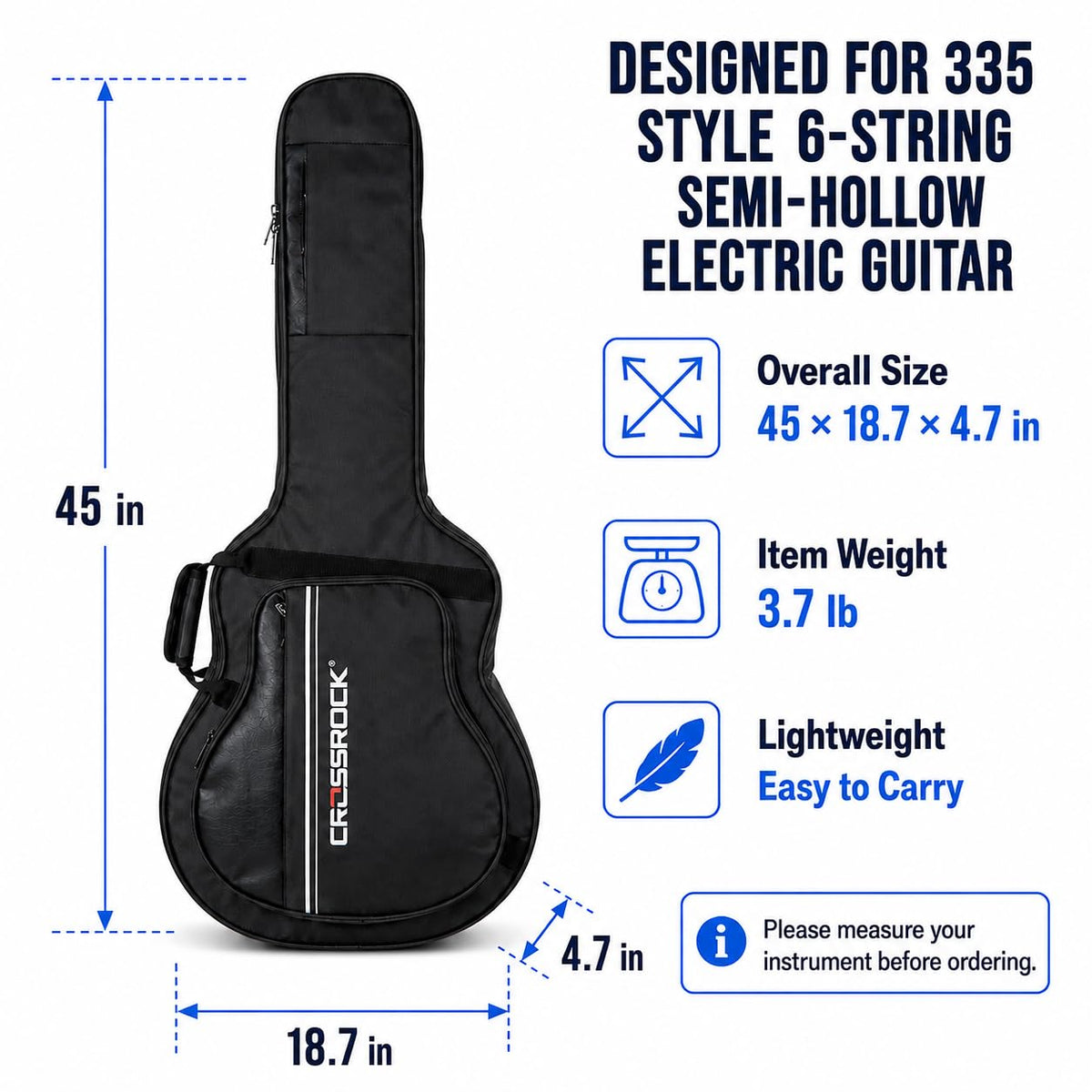 6-String Semi-Hollow Electric Guitar Gig Bag D5671