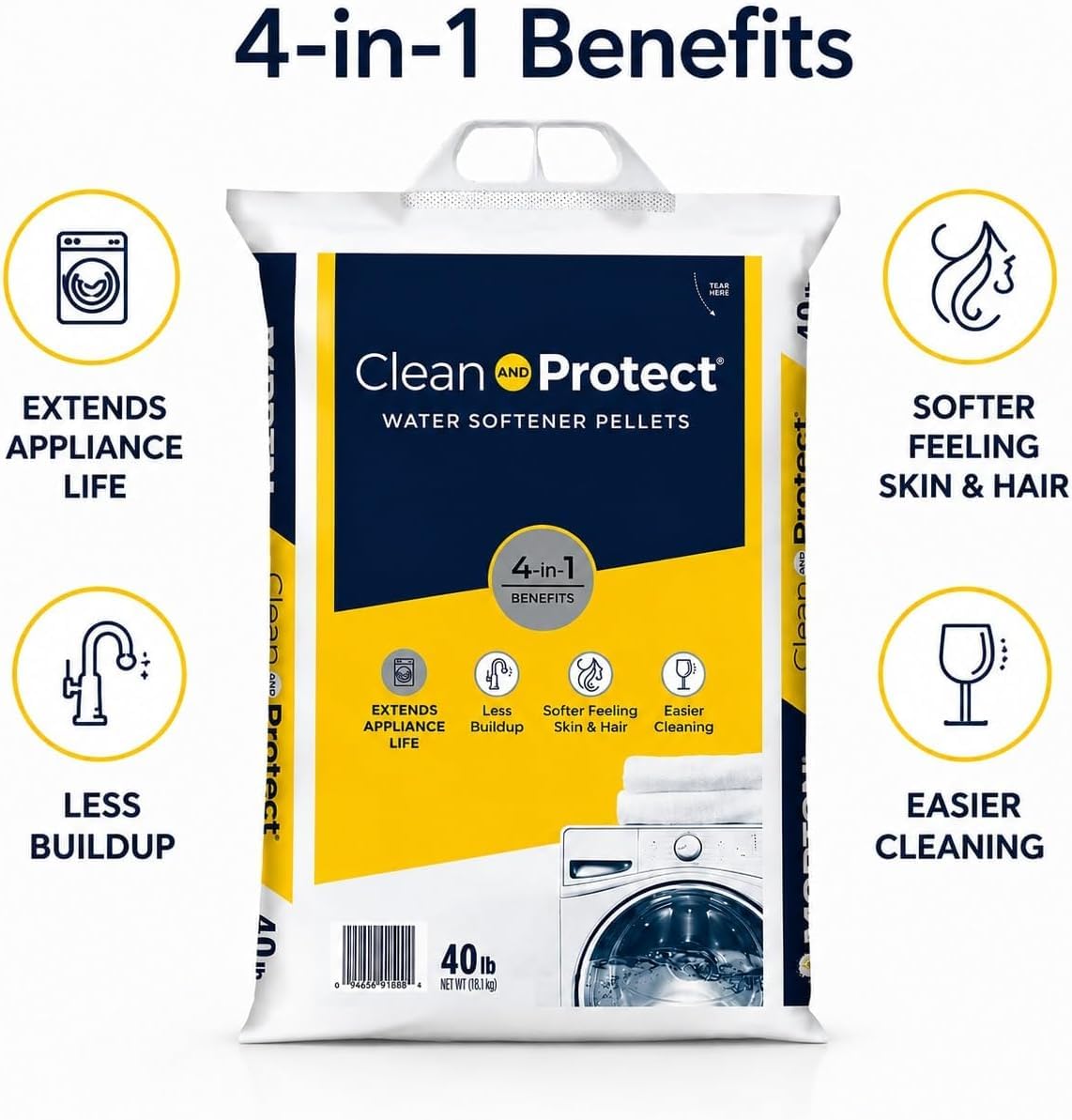 Water Softener Salt Pellets 40 lb Pack of 4 B680