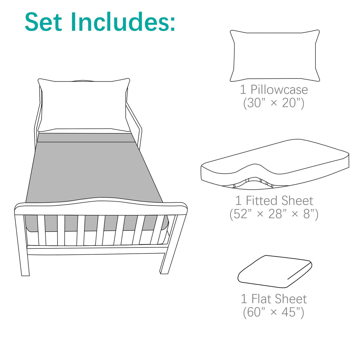 3-Piece Microfiber Toddler Sheet Set V996