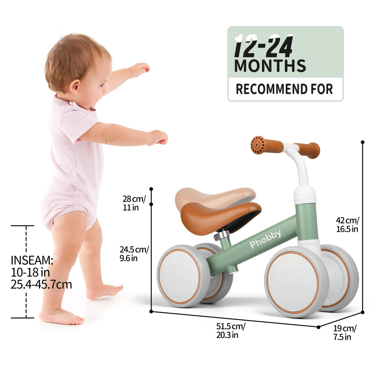 Green Adjustable Baby Balance Bike C9549