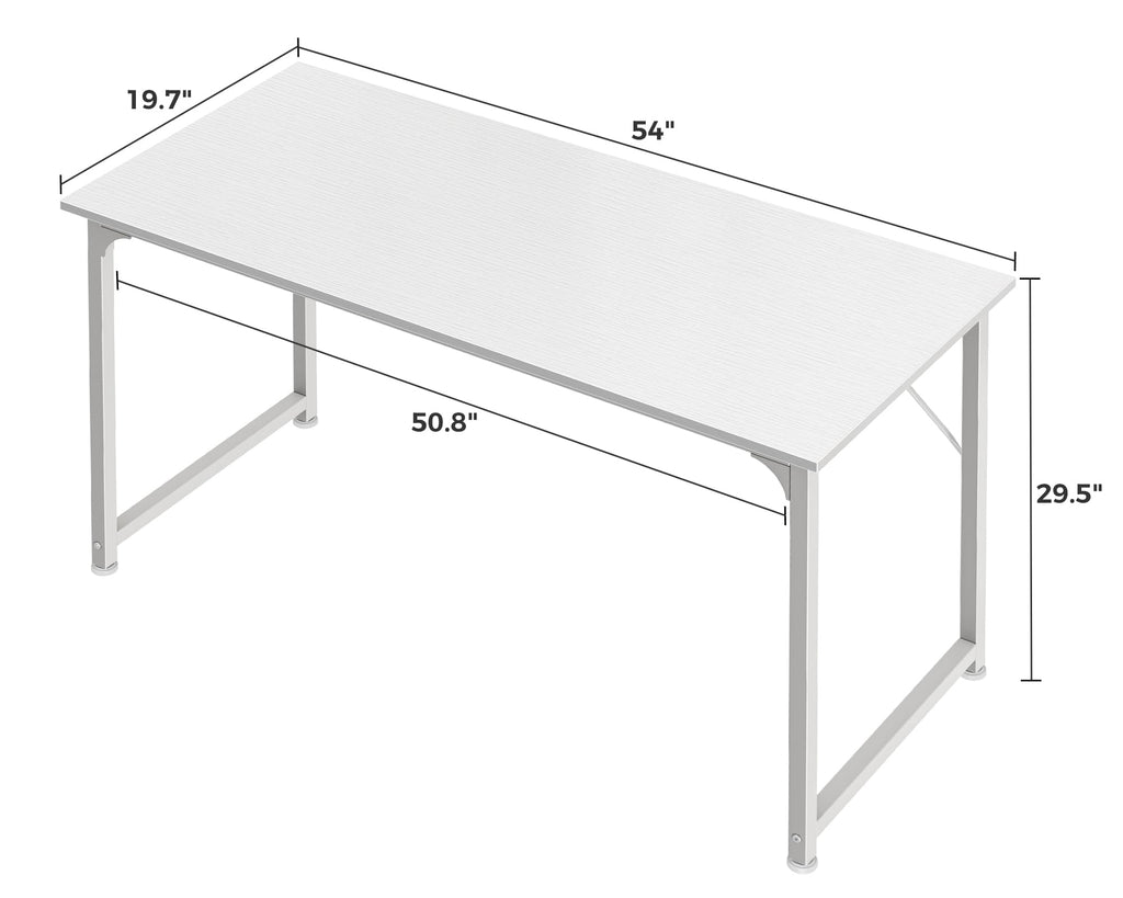 55 Inch White Computer Desk with Metal Frame F695016