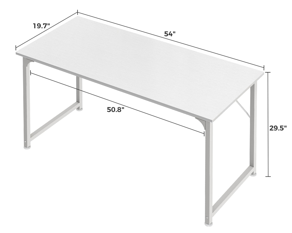 55 Inch White Computer Desk with Metal Frame F695016