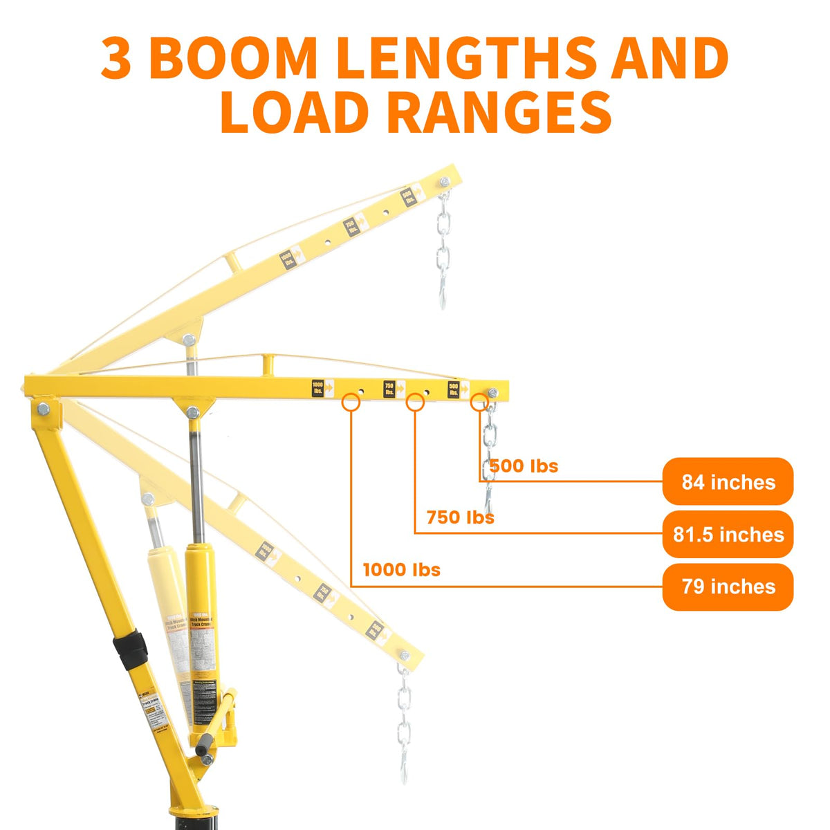 1000 lb Capacity Hydraulic Swivel Hitch Mount Truck Crane I579