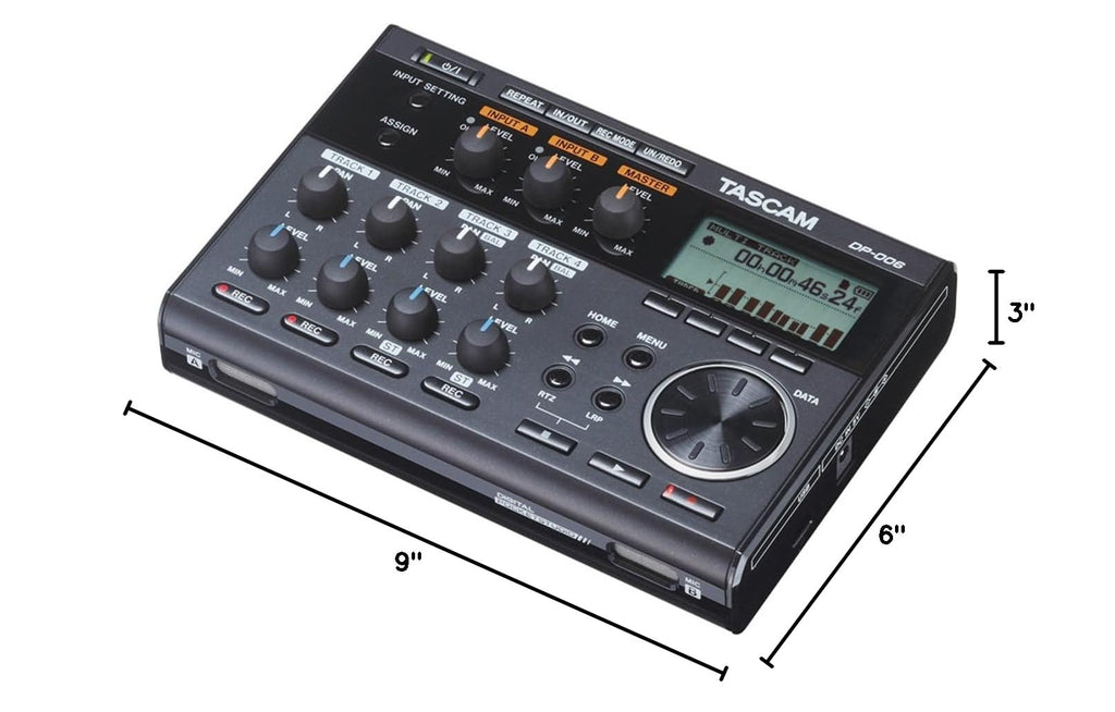 6-Track Digital Multi-Track Audio Recorder with Built-in Mics V44149