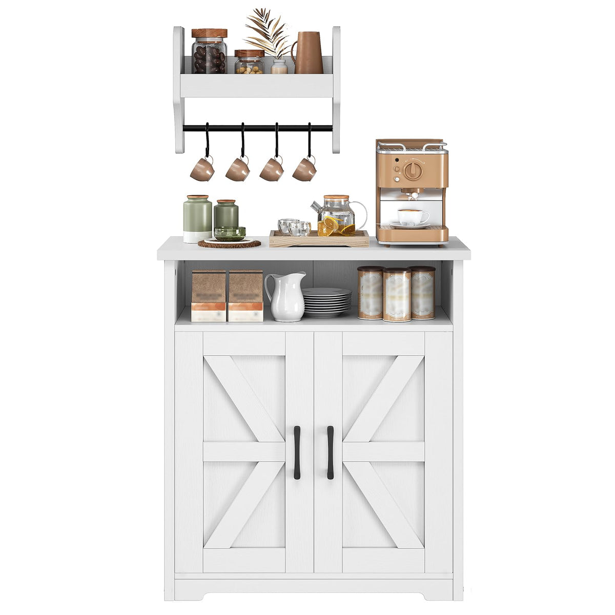 White Coffee Bar Cabinet with Storage K1953