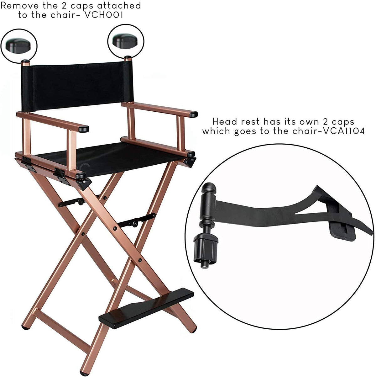 Folding Aluminum Makeup Artist Chair with Headrest L3700