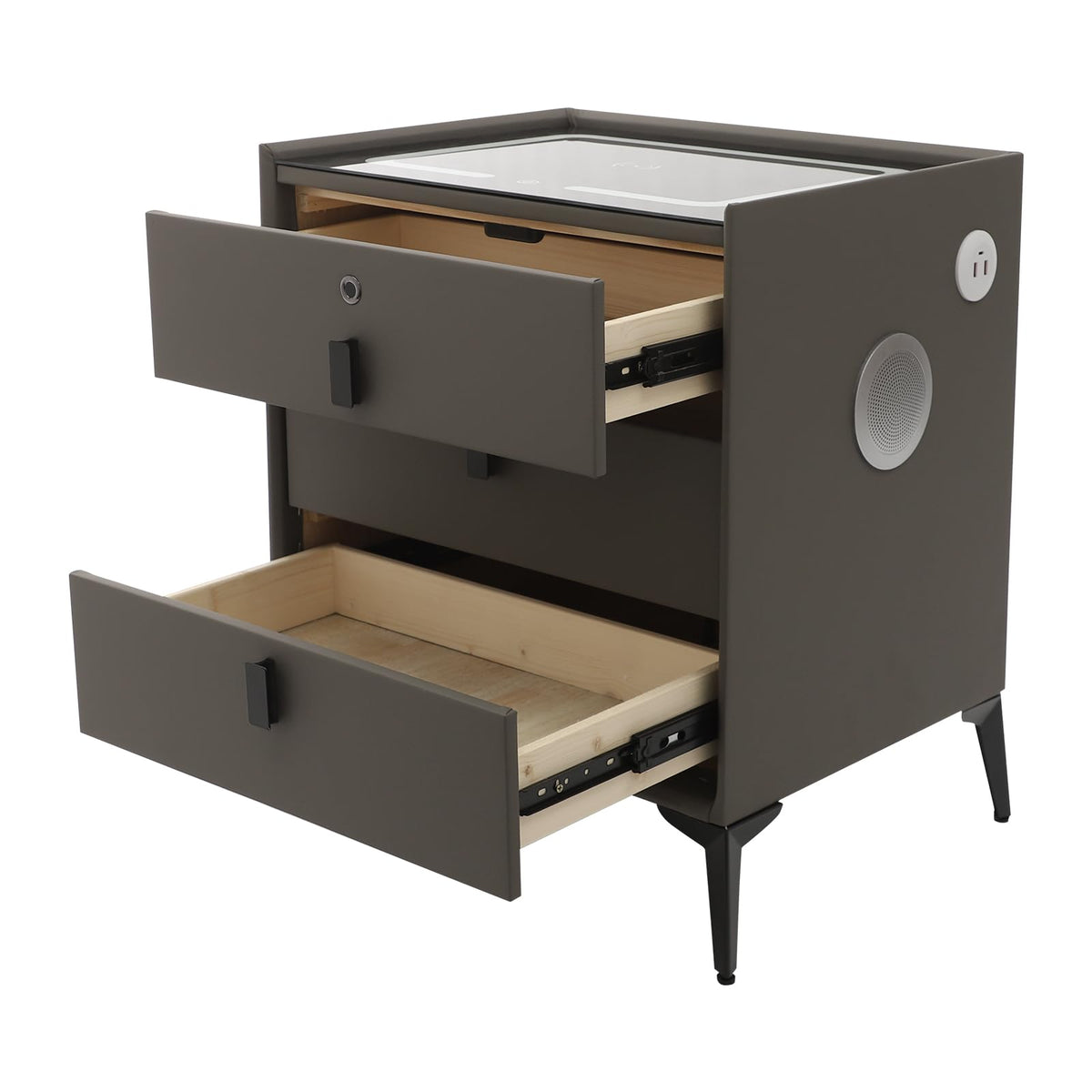Dark Grey 3-Drawer Nightstand with Charging Station B766370
