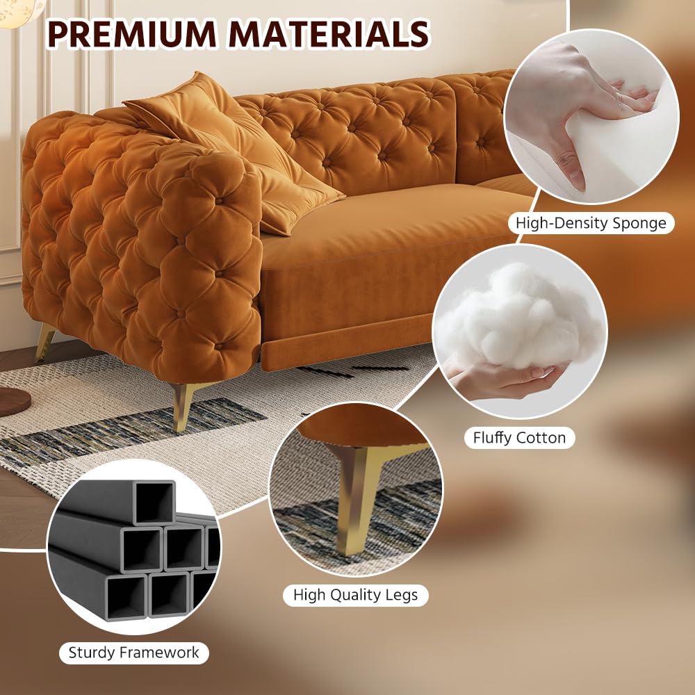 King Velvet Pull Out Sleeper Sofa with Ottoman O51269