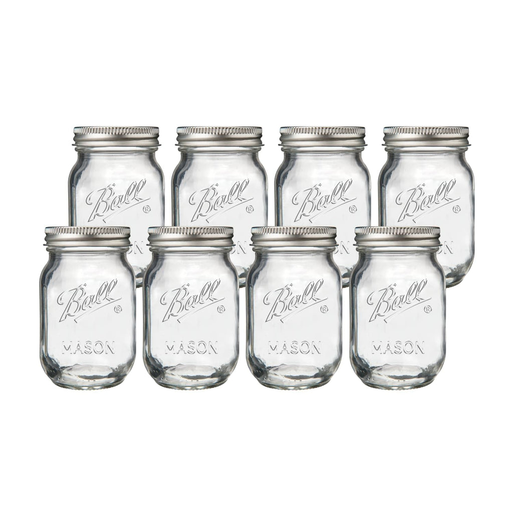 Regular Mouth Pint Glass Mason Jars, 16oz, 8-Count V57561