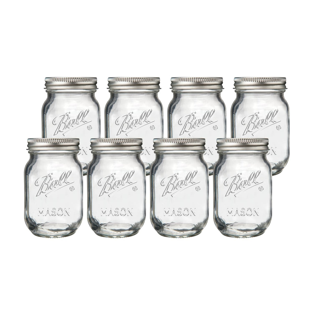 Regular Mouth Pint Glass Mason Jars, 16oz, 8-Count V57561