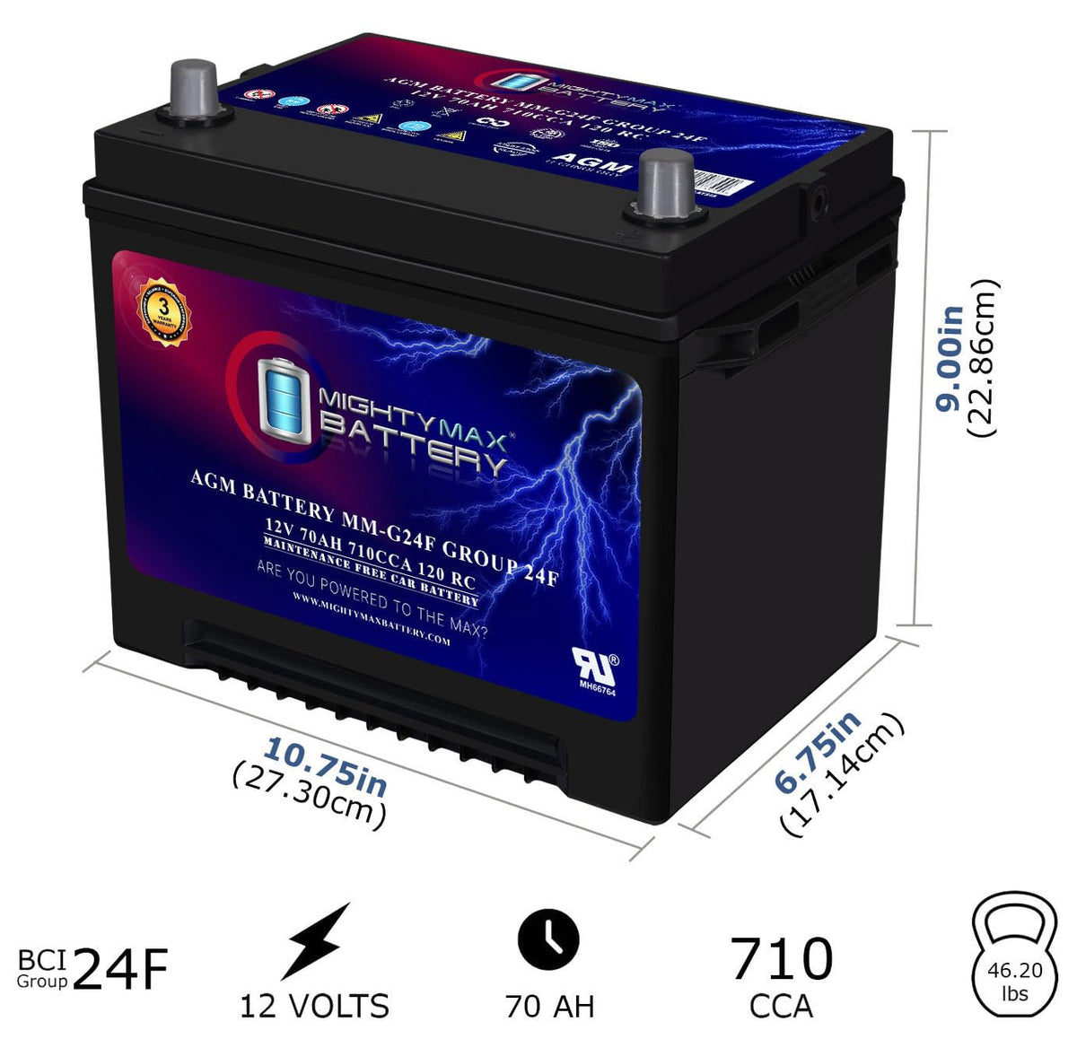 12V 70Ah AGM Replacement Battery H803