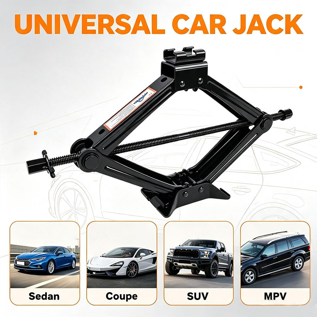 3 Ton Scissor Car Jack, 6614 LBS Heavy Duty Tire Changing Kit with Lug Wrench, Ratchet Wrench, Sockets, Work Gloves, Tire Pressure Gauge and Storage Bag X322806
