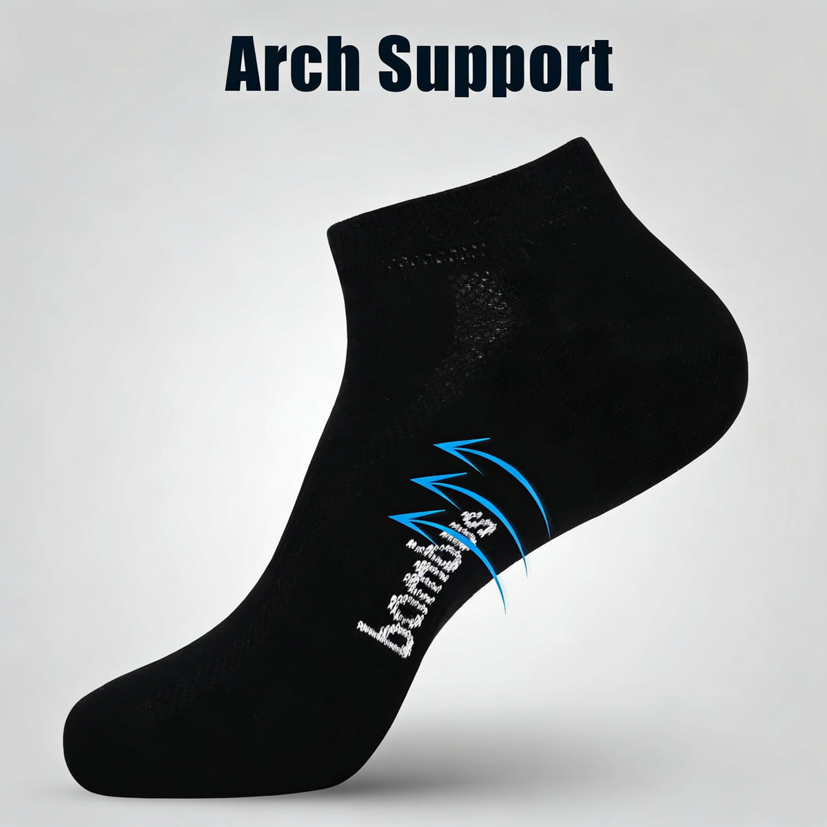 8 Pairs Bamboo Viscose Diabetic Ankle Socks Black Size 6-9 B511