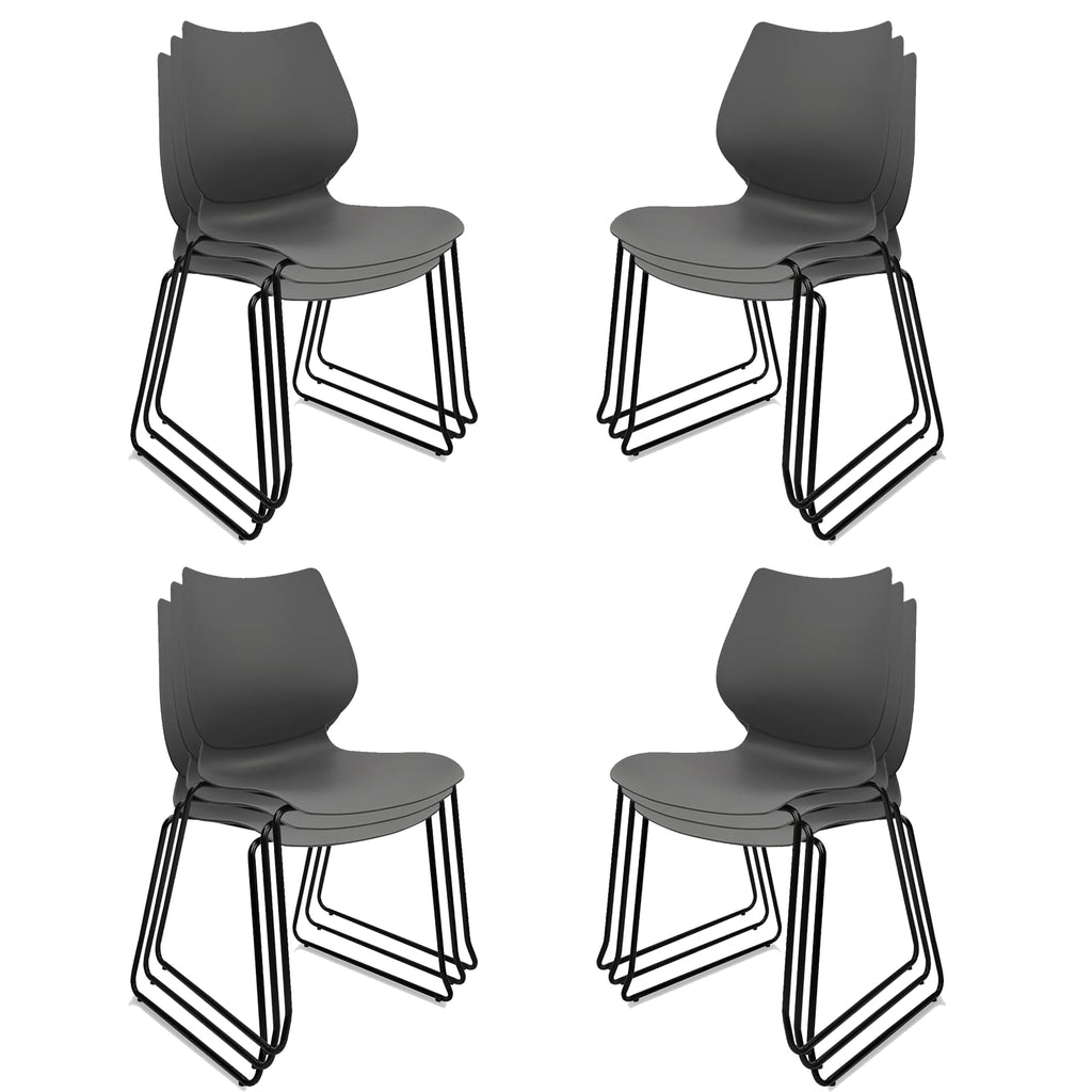 Grey Stacking Plastic Office Chairs Set of 12 R774570