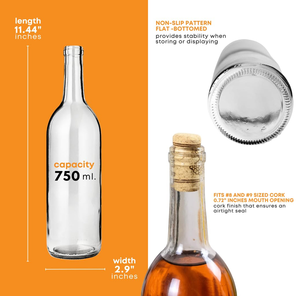 750ml Clear Glass Wine Bottles 12-Bottle Case I233431