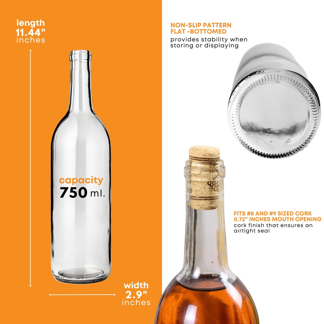 750ml Clear Glass Wine Bottles 12-Bottle Case I233431