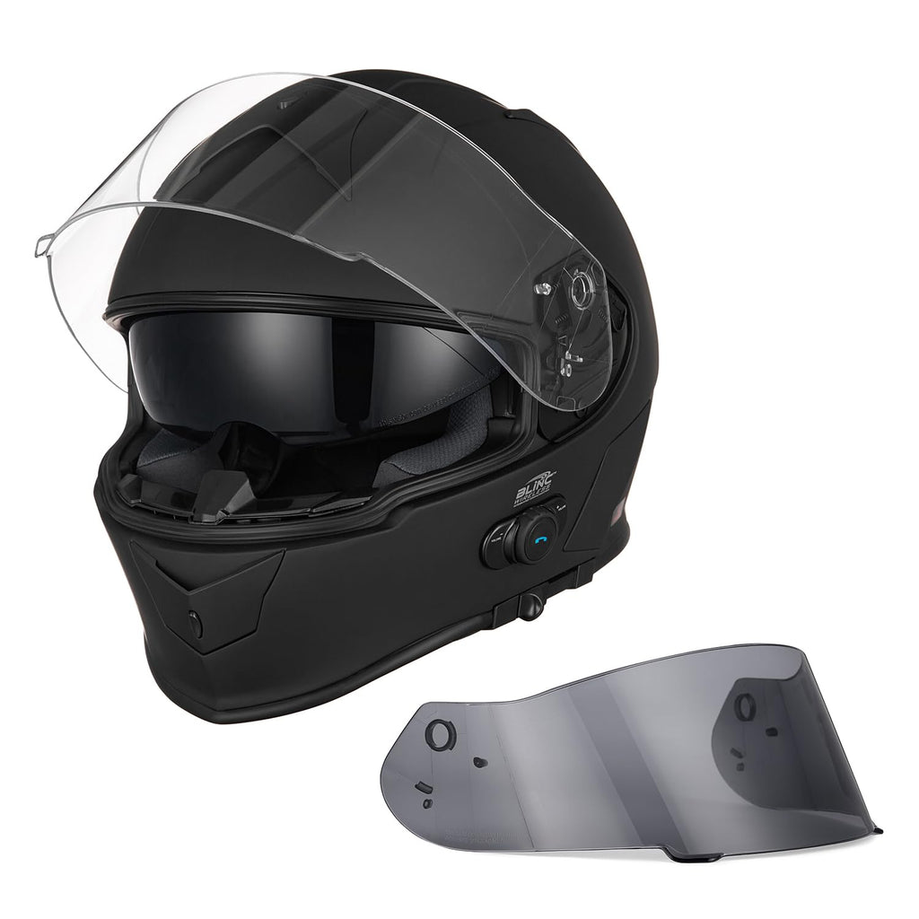 Bluetooth Integrated Full Face Motorcycle Helmet with Dual Visor T5324