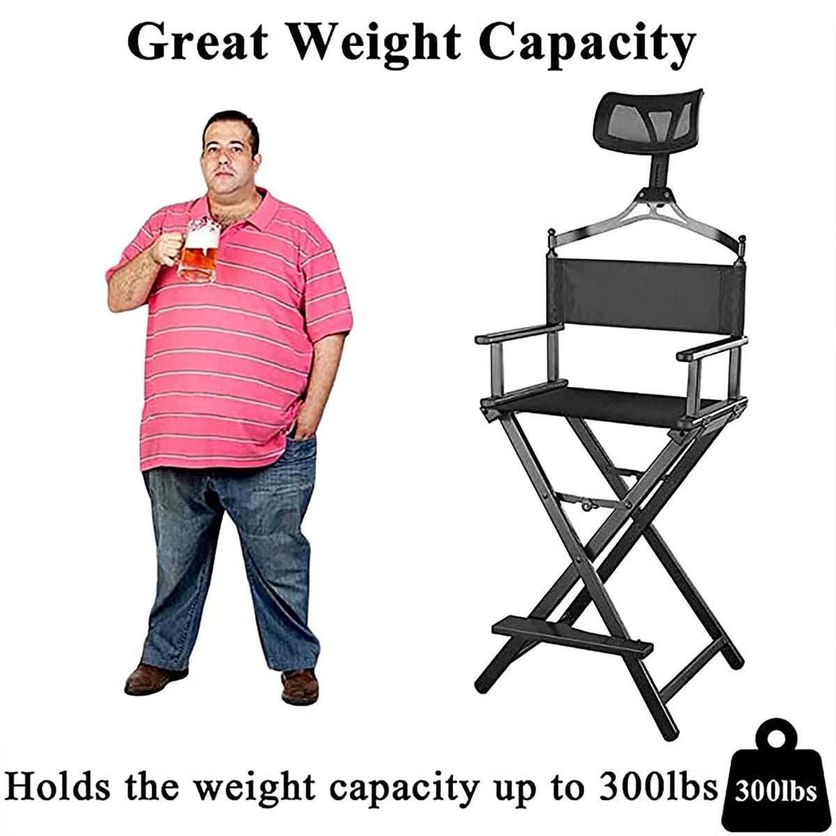 Folding Aluminum Makeup Artist Chair with Headrest L3700
