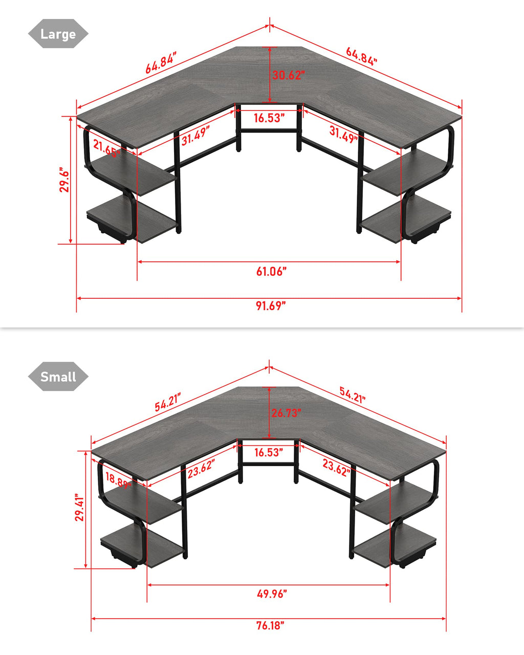 L Shaped Desk with Shelves G229