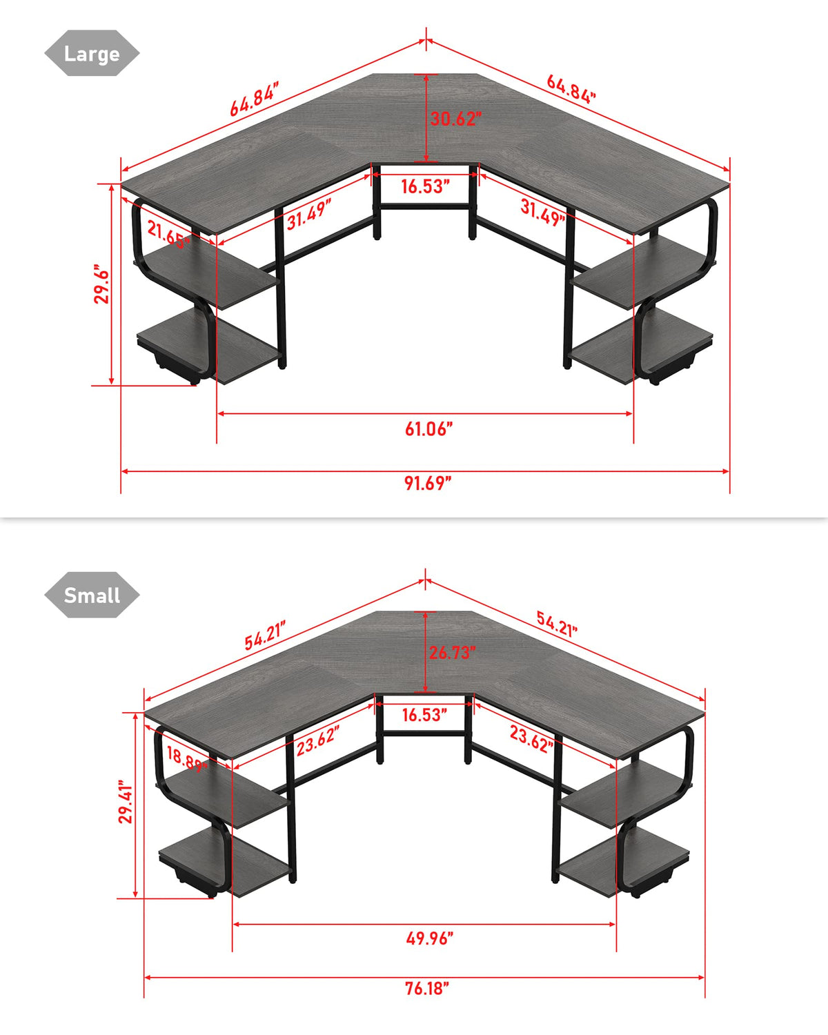 L Shaped Desk with Shelves G229