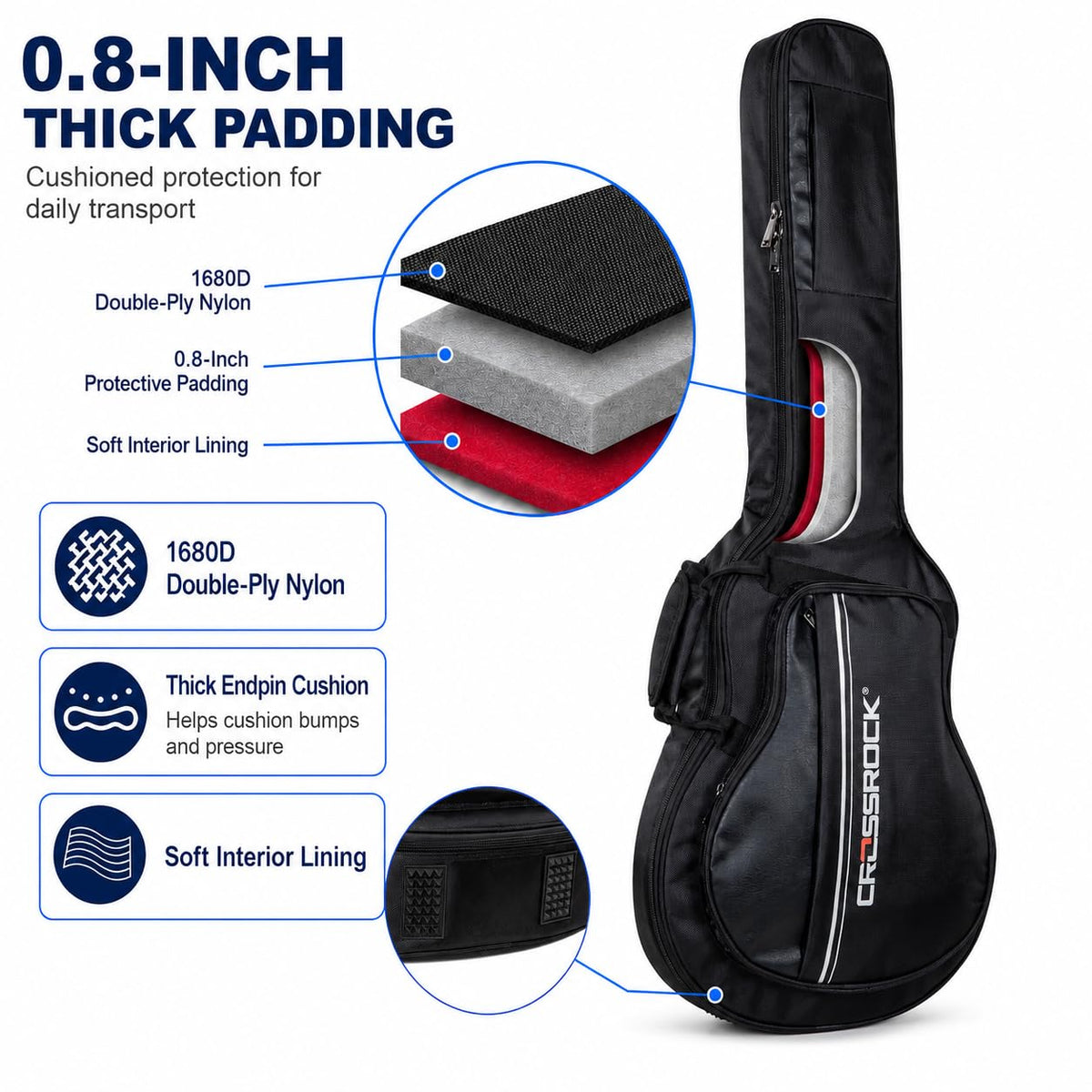 6-String Semi-Hollow Electric Guitar Gig Bag D5671
