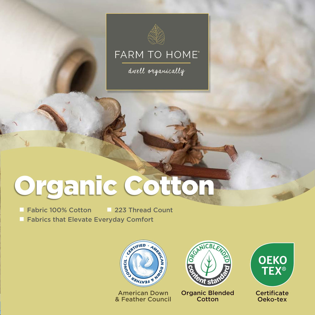 Feather and Down Pillows, 100% Organic Cotton Cover F5549