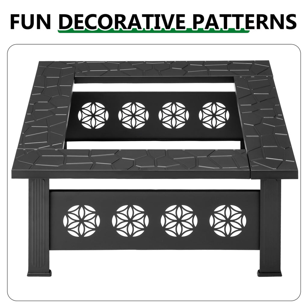 32 Inch Black Wrought Iron Wood Burning Fire Pit H368656