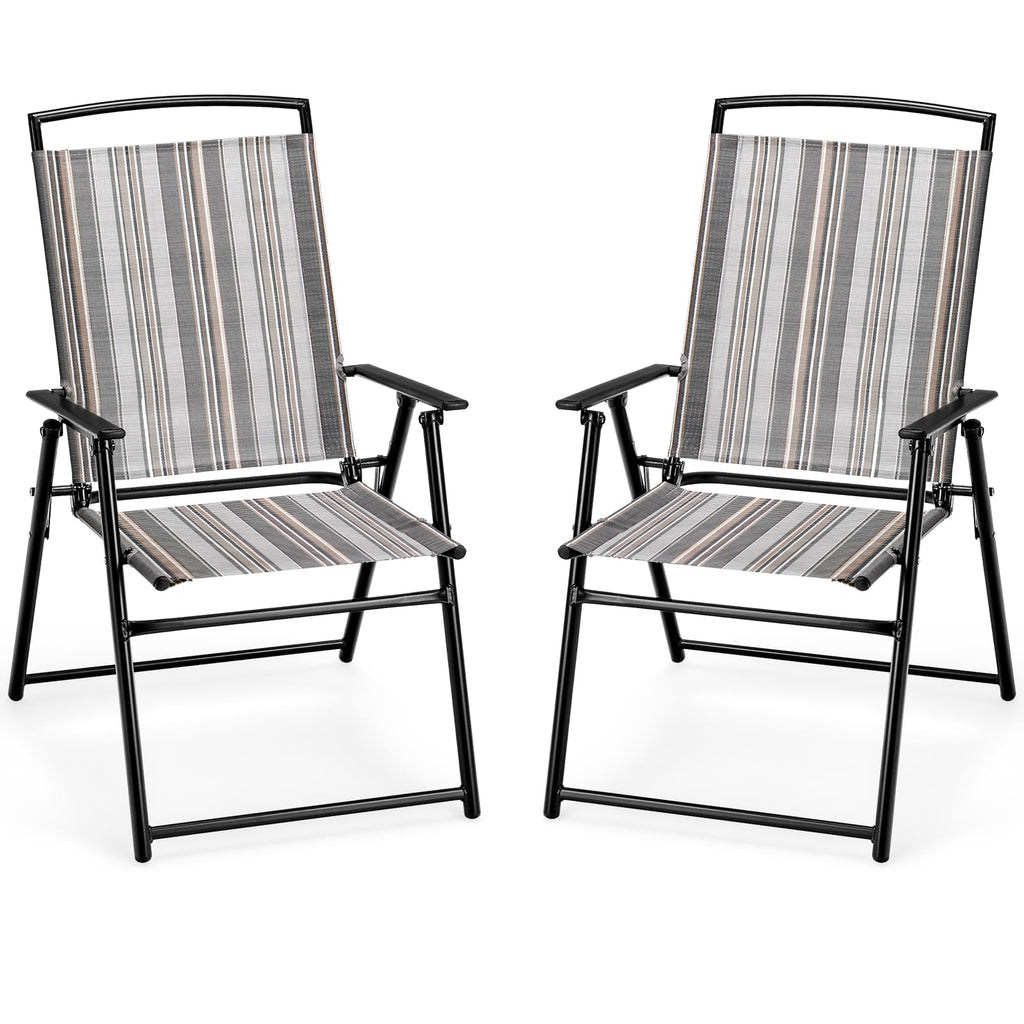 Patio Chairs Set of 2 Folding Armrests Metal Frame B10616