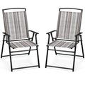 Patio Chairs Set of 2 Folding Armrests Metal Frame B10616