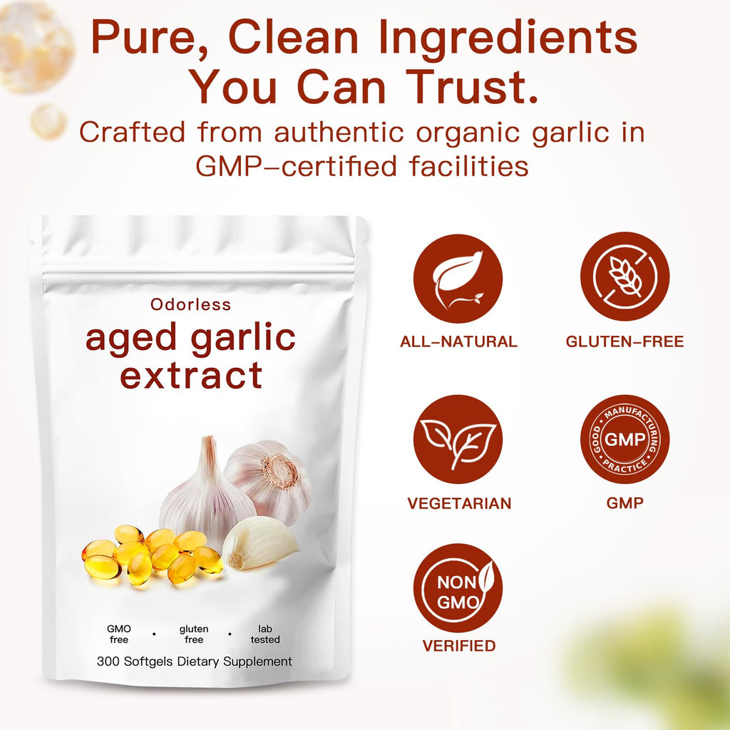 Odorless Organic Garlic Capsules 300 Count N5399