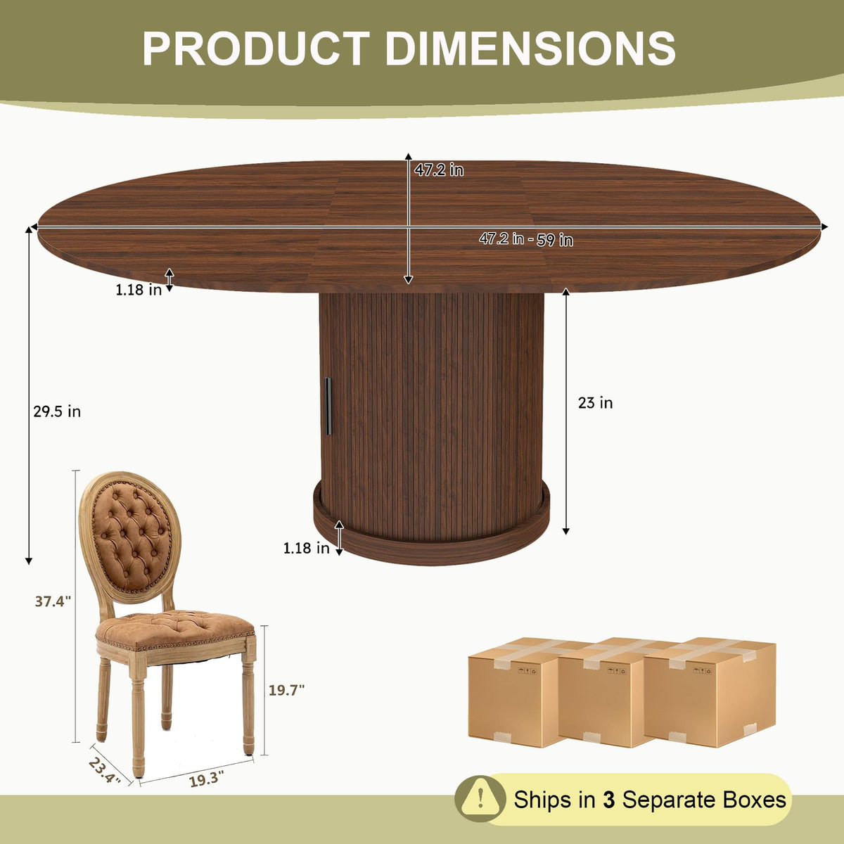 5-Piece Extendable Dining Set Walnut Table 4 PU Leather Chairs J293
