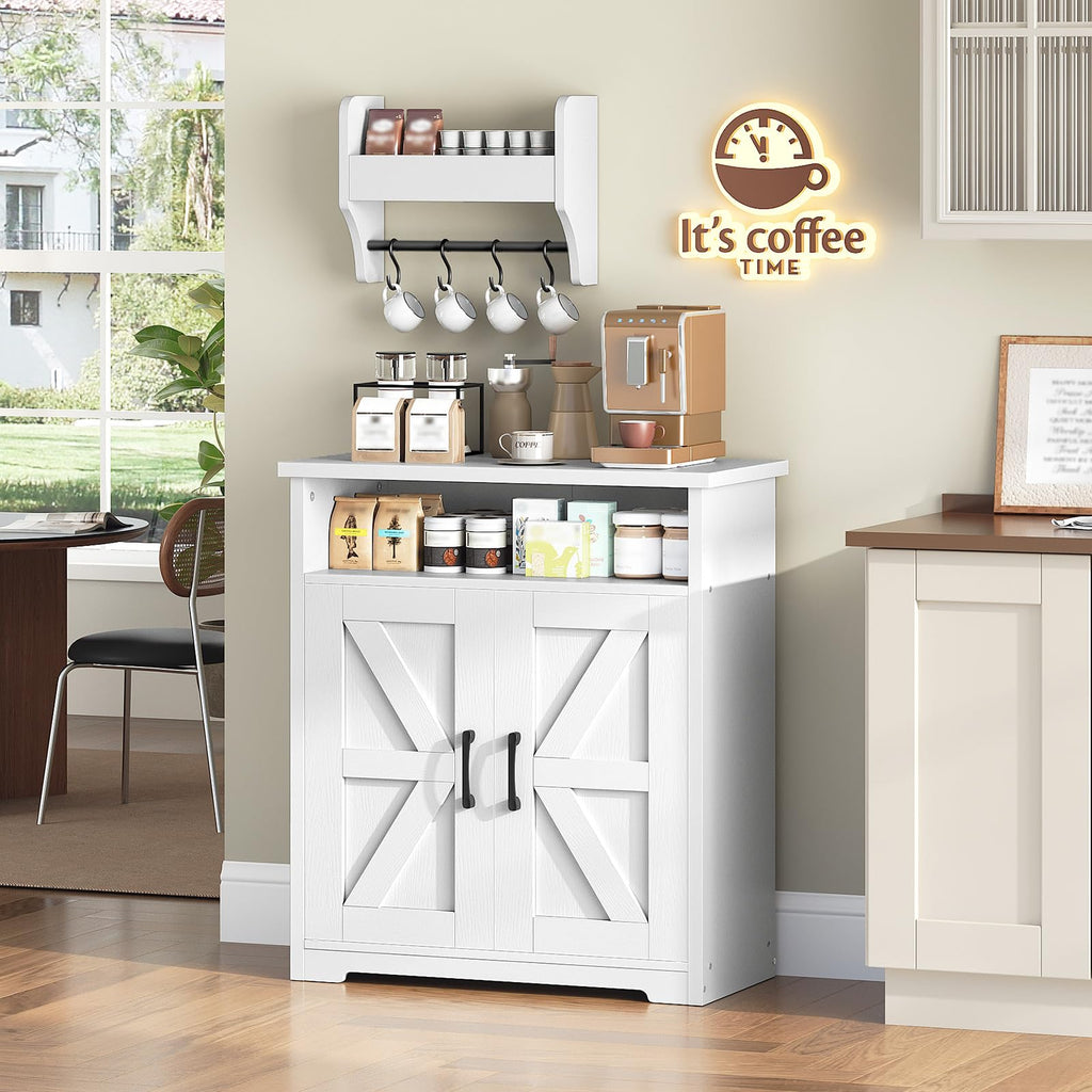 White Coffee Bar Cabinet with Storage K1953