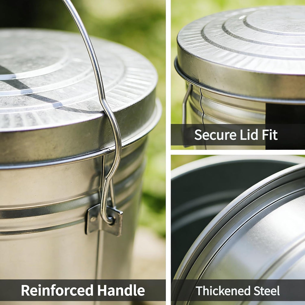 Galvanized Trash Can with Lid B566