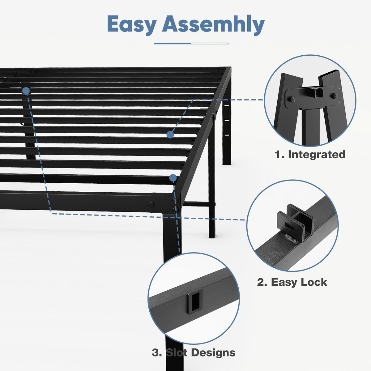 Queen 18 Inch Metal Platform Bed Frame O727