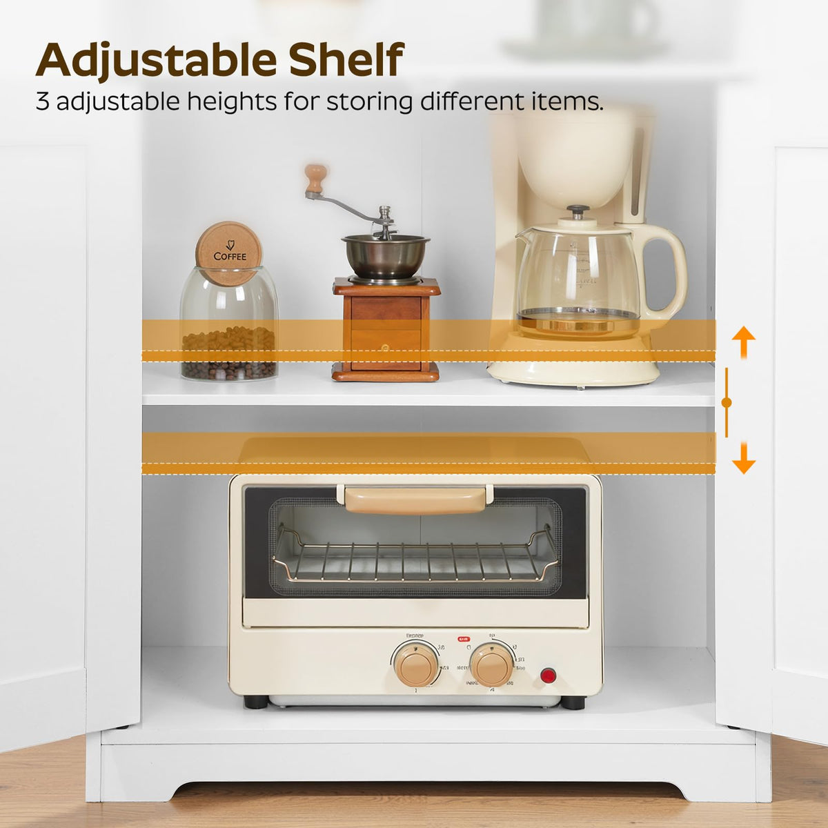 White Coffee Bar Cabinet with Storage K1953