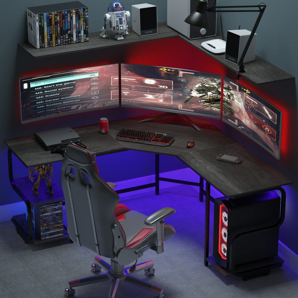 L Shaped Desk with Shelves G229