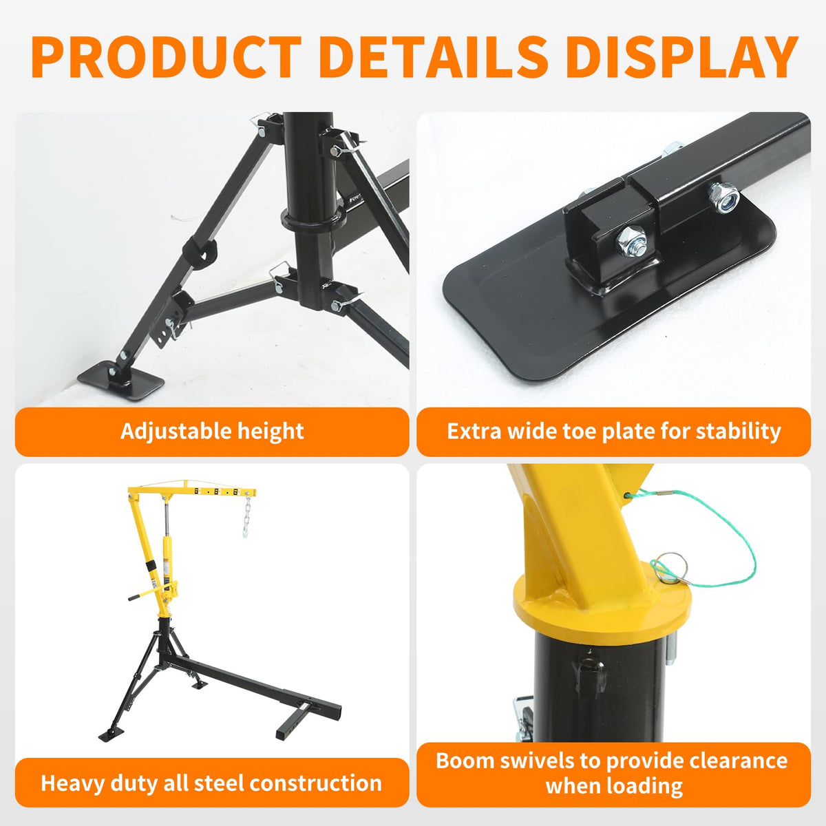 1000 lb Capacity Hydraulic Swivel Hitch Mount Truck Crane I579