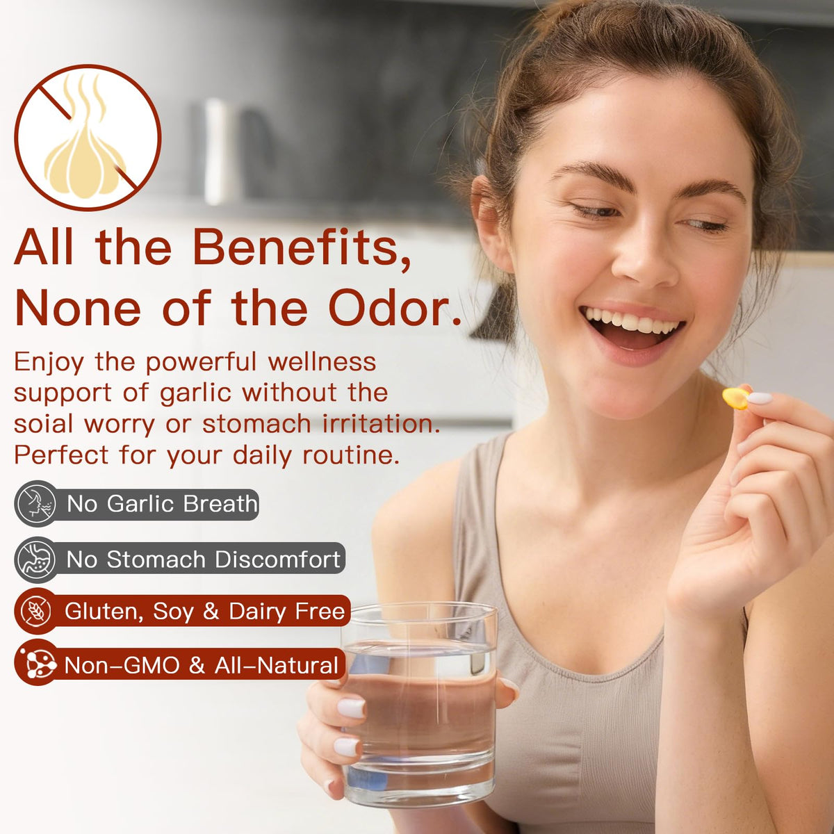 Odorless Organic Garlic Capsules 300 Count N5399